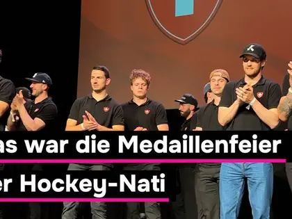 Das war die Medaillenfeier der Schweizer Hockey-Nati